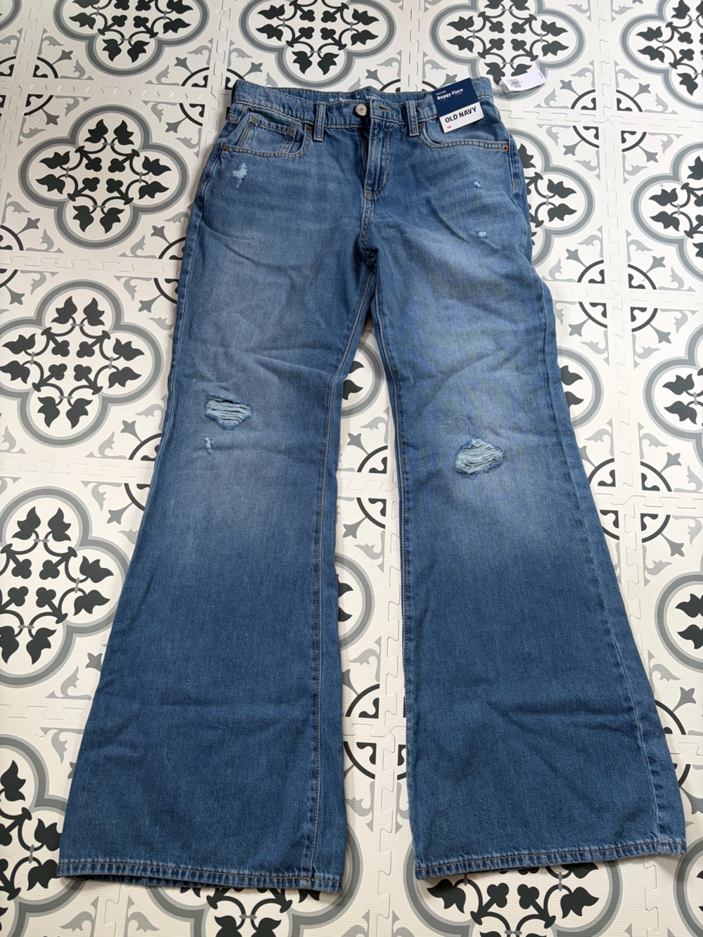 Old Navy Blue Skinny Jeans with Distressed Knees